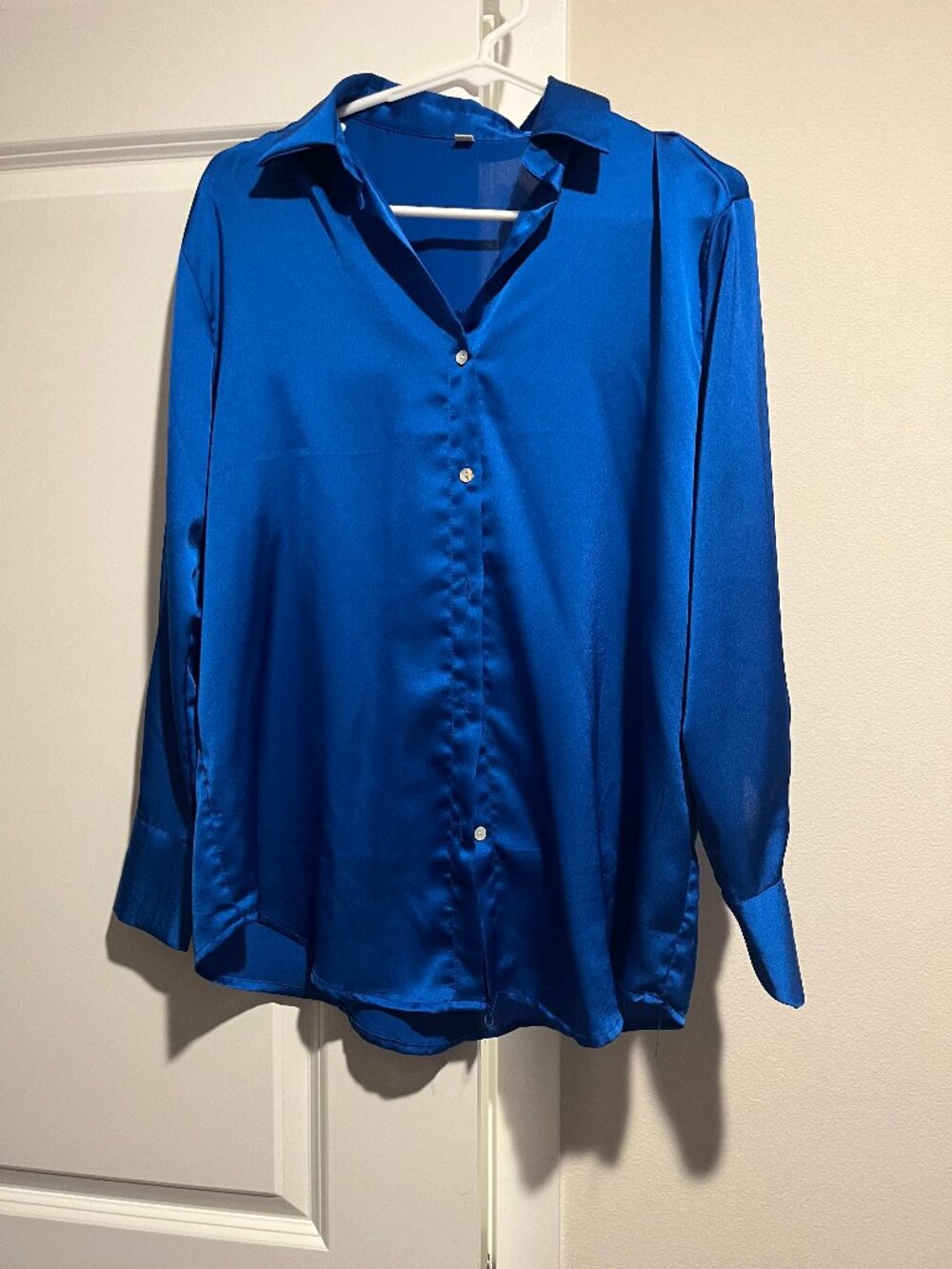 2 Shein Button Down Shirts, Dark Blue and Light Blue Size M